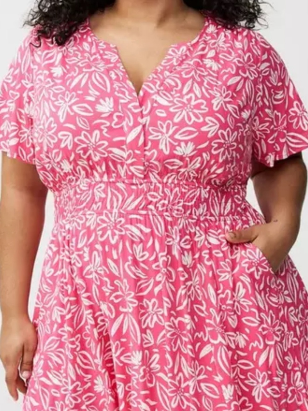 Torrid Mini Flutter Y Neck Elastic Waist Dress Floral Honeysuckle 00 M/L 10 NWT - Picture 2 of 16